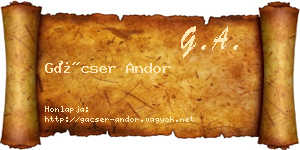 Gácser Andor névjegykártya